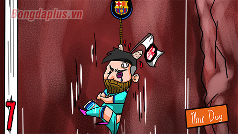 Biếm họa: Messi cũng không đỡ nổi tạ Barca