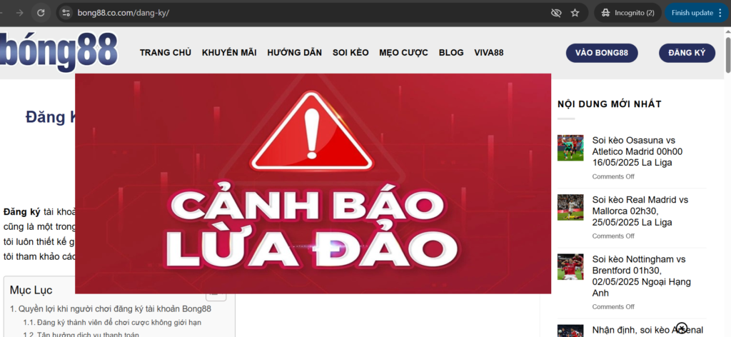 trang đăng ký thành viên bong88